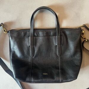 Fossil Skylar Satchel Crossbody Purse Black Leather